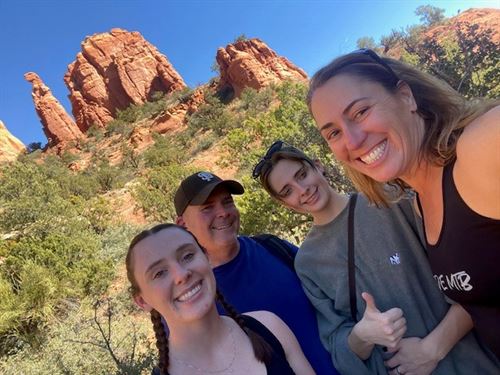 Kelly hiking with her family. 